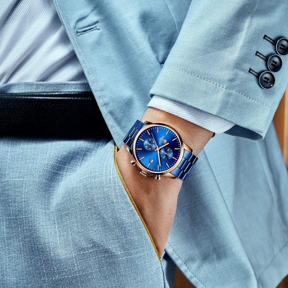 Mens Stainless Steel Waterproof Chronograph Auto Date Quartz Watch - Picture 7 of 7